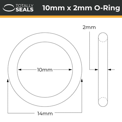 10mm x 2mm (14mm OD) FKM (Viton™) O-Rings - Totally Seals®