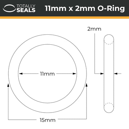 11mm x 2mm (15mm OD) FKM (Viton™) O-Rings - Totally Seals®