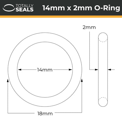 14mm x 2mm (18mm OD) FKM (Viton™) O-Rings - Totally Seals®