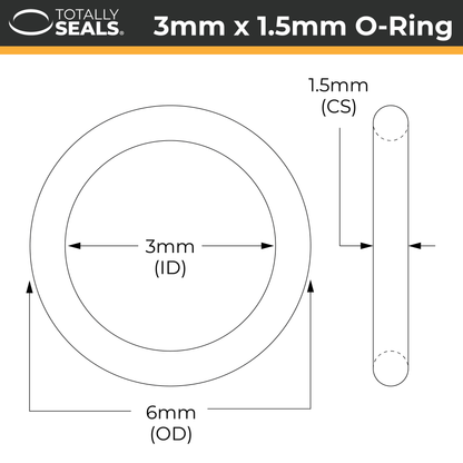 3mm x 1.5mm (6mm OD) Nitrile O-Rings - Totally Seals®