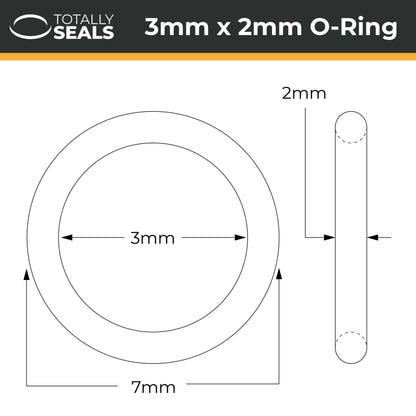 3mm x 2mm (7mm OD) FKM (Viton™) O-Rings - Totally Seals®