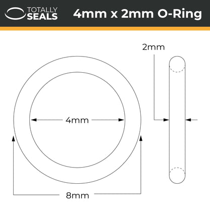 4mm x 2mm (8mm OD) FKM (Viton™) O-Rings - Totally Seals®