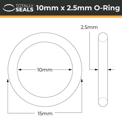 10mm x 2.5mm (15mm OD) FKM (Viton™) O-Rings - Totally Seals®