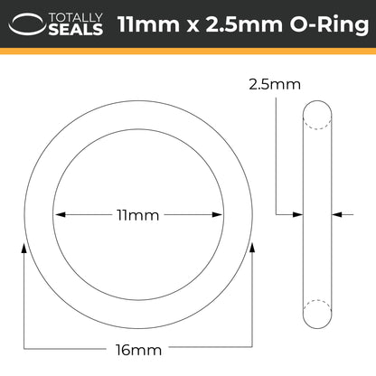 11mm x 2.5mm (16mm OD) FKM (Viton™) O-Rings - Totally Seals®