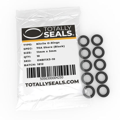 11mm x 3mm (17mm OD) Nitrile O-Rings - Totally Seals®