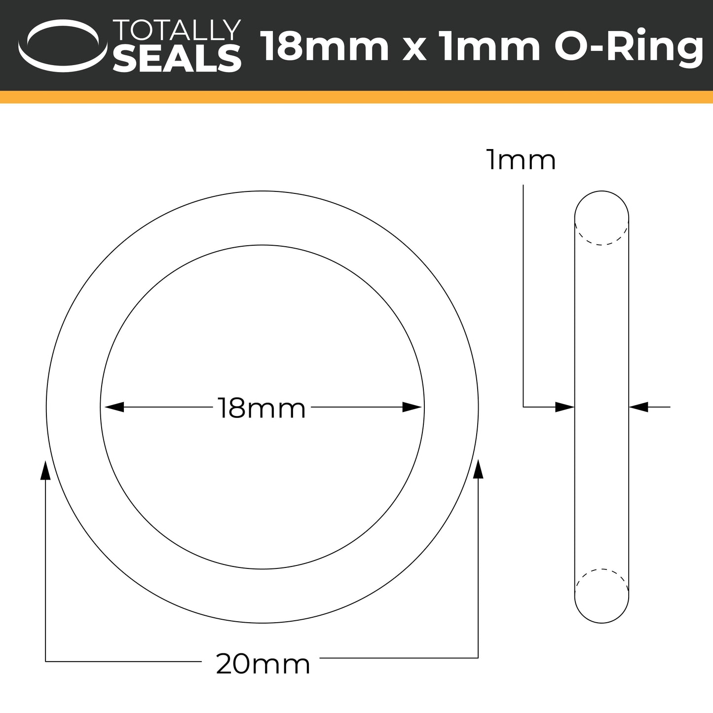 18mm x 1mm (20mm OD) Nitrile O-Rings - Totally Seals®