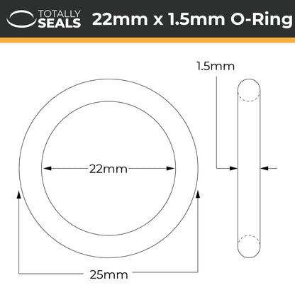 22mm x 1.5mm (25mm OD) Nitrile O-Rings - Totally Seals®