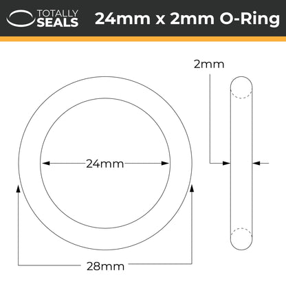 24mm x 2mm (28mm OD) Nitrile O-Rings - Totally Seals®