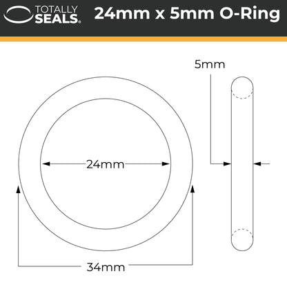 24mm x 5mm (34mm OD) Nitrile O-Rings - Totally Seals®