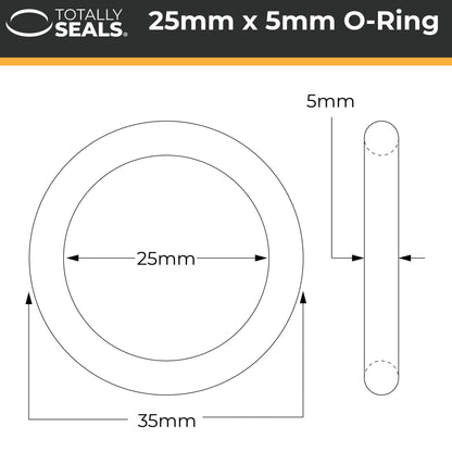 25mm x 5mm (35mm OD) Nitrile O-Rings - Totally Seals®