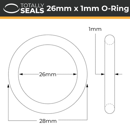 26mm x 1mm (28mm OD) Nitrile O-Rings - Totally Seals®