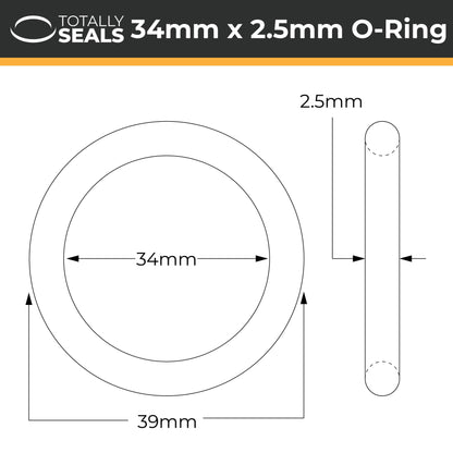 34mm x 2.5mm (39mm OD) Nitrile O-Rings - Totally Seals®