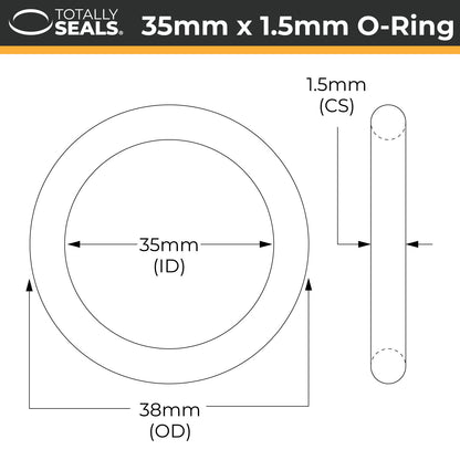 35mm x 1.5mm (38mm OD) Nitrile O-Rings - Totally Seals®