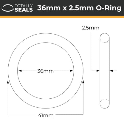 36mm x 2.5mm (41mm OD) Nitrile O-Rings - Totally Seals®