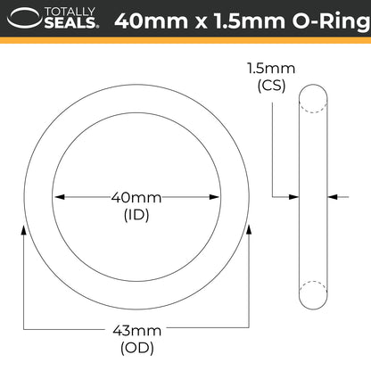 40mm x 1.5mm (43mm OD) Nitrile O-Rings - Totally Seals®