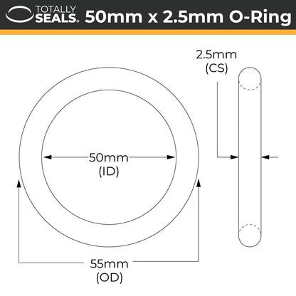 50mm x 2.5mm (55mm OD) Nitrile O-Rings - Totally Seals®