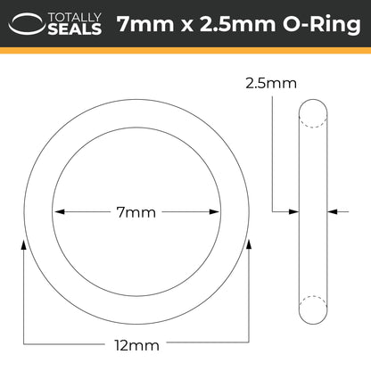 7mm x 2.5mm (12mm OD) Nitrile O-Rings - Totally Seals®