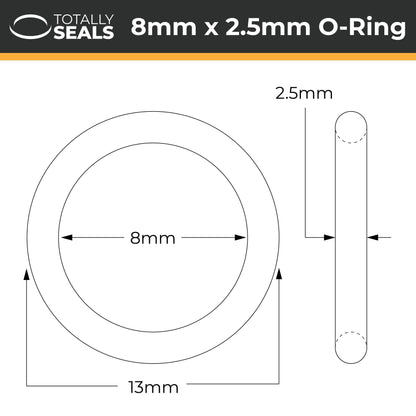 8mm x 2.5mm (13mm OD) Nitrile O-Rings - Totally Seals®